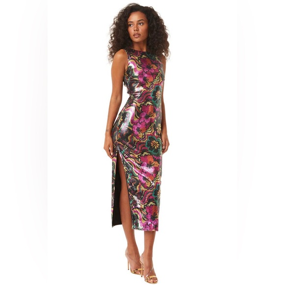 Misa Los Angeles Dresses & Skirts - Misa Los Angeles Nakia Sequin Flora Groove Midi Dress